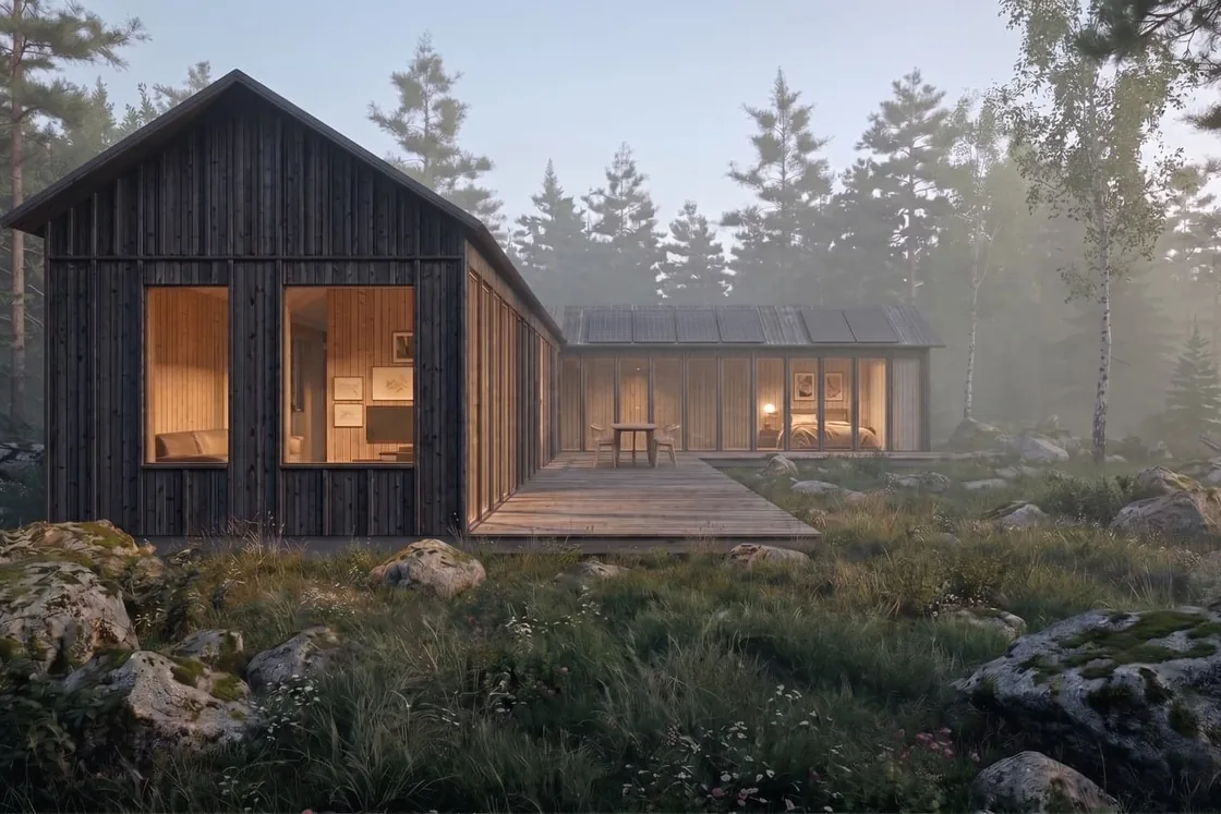 Nor100 sett från väster i skogsmiljö